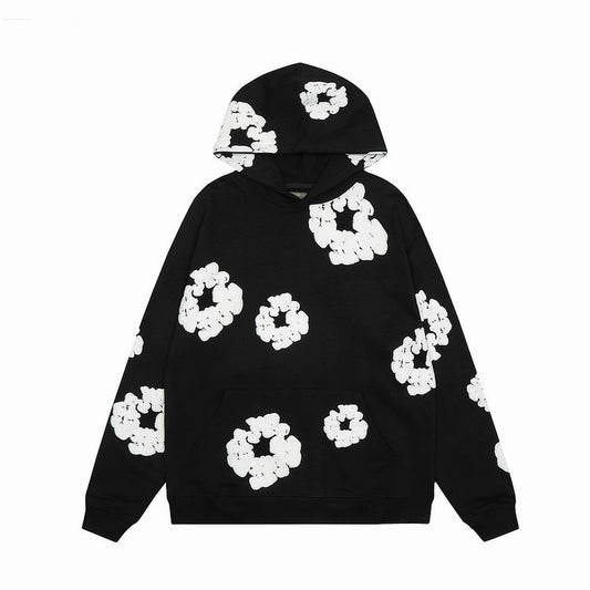 Black and White Cotton Wreath Denim Tears Hoodie