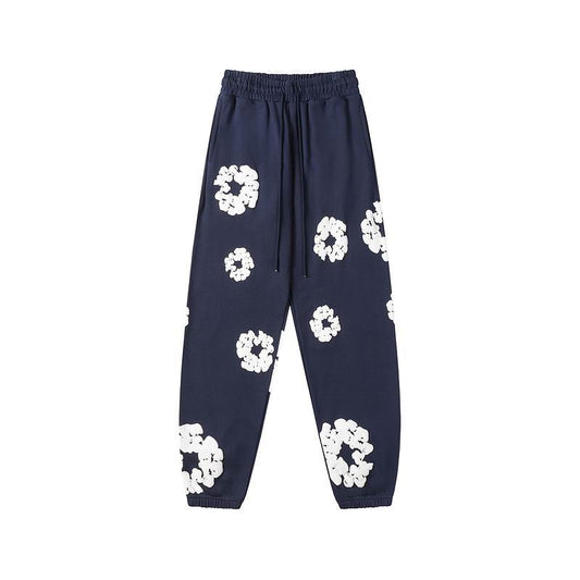 Navy Blue Cotton Wreath Denim Tears Pants
