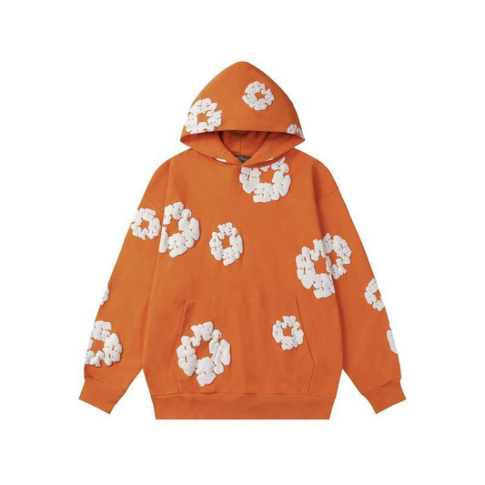 Orange and White Denim Tear Hoodie