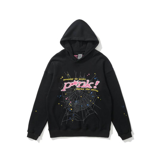 Sp5der Black Pink Hoodie Black