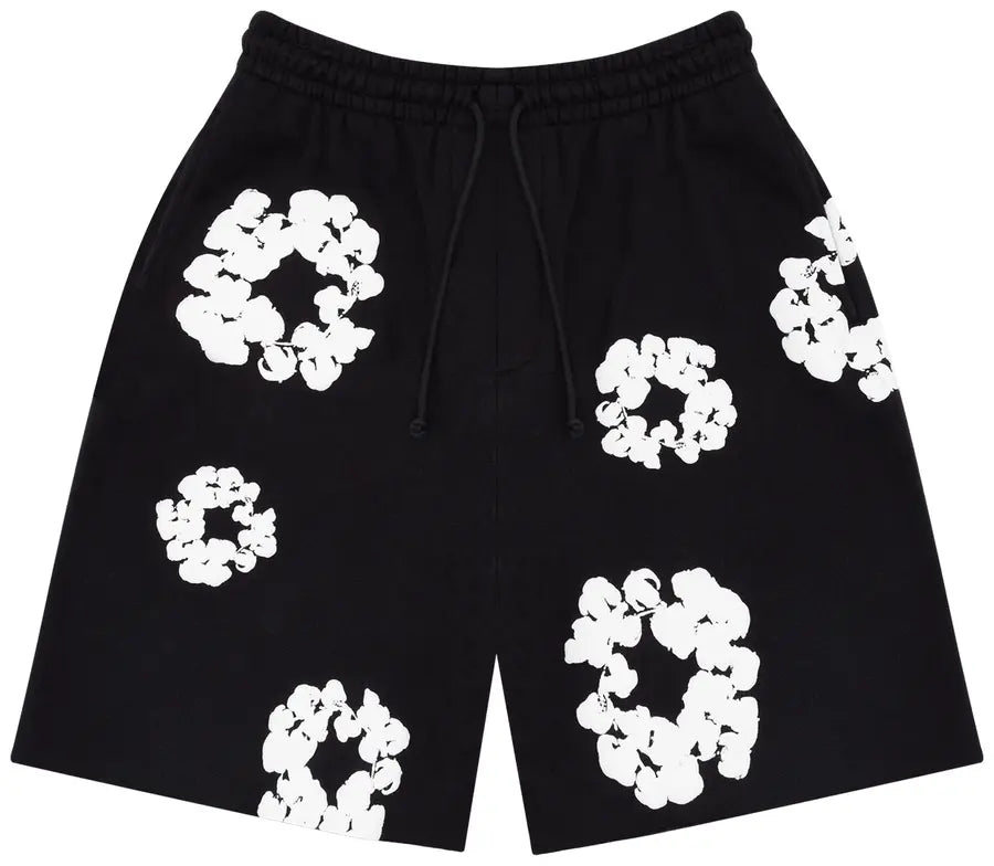 Black and White Denim Tears Cotton Wreath Shorts